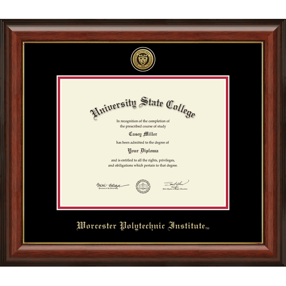 Worcester Polytechnic Institute Diploma Frame, Document Size 11" x 8.5"