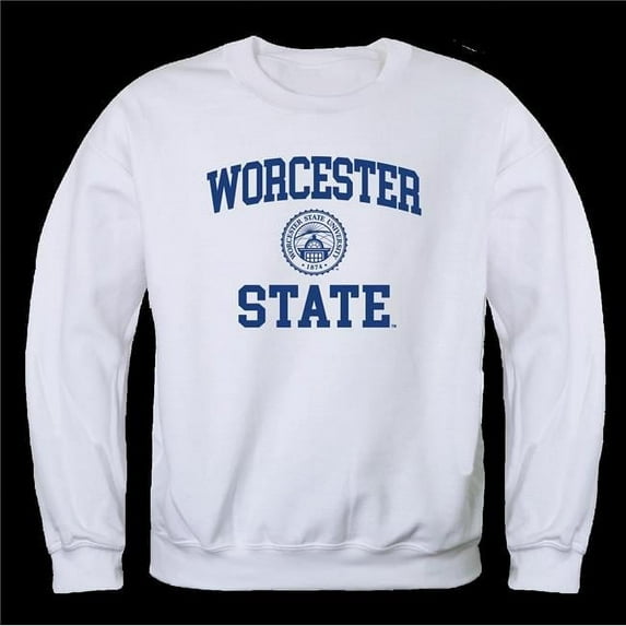 Worcester State University Lancers Seal Crewneck Sweatshirt, White - Small
