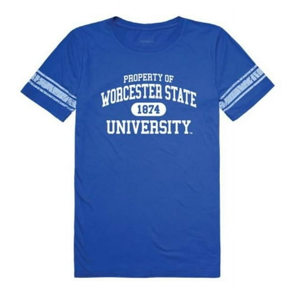 Worcester State University Lancers Women Property Football T-Shirt, Royal - Medium