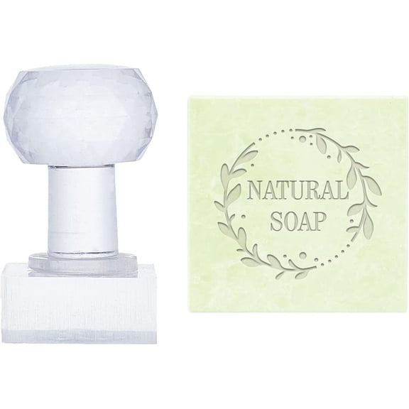 Word Acrylic Stamp with Handle - Round Soap Chapter Imprint Stamp for Handmade Soap Cookie Clay Pottery and Biscuit MakingMixed Color