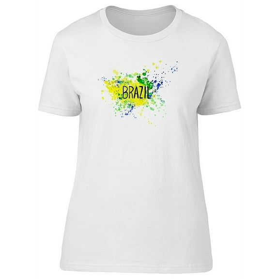Word Brazil On Colorful Stains T-Shirt Women -Image by Shutterstock, Female Large