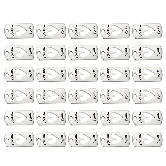 Word Charm, 30Pcs Mini Word Pendant Charm Bulk Engraved Vintage Metal Instrument Bracelets, FOLLOW LOVE YOUR