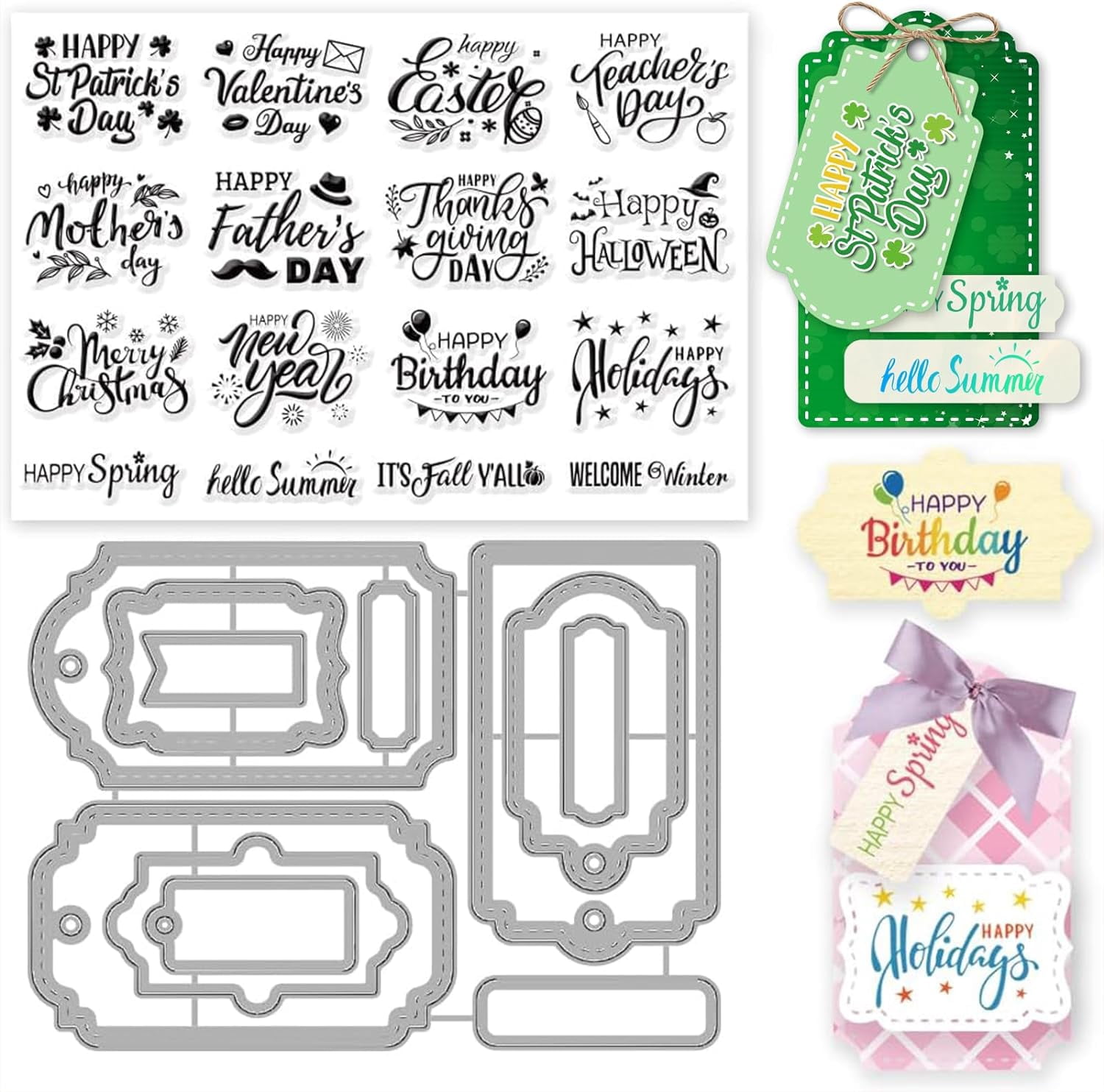 Word Clear Stamps and Dies for Card Making Blessing Words Cutting Die