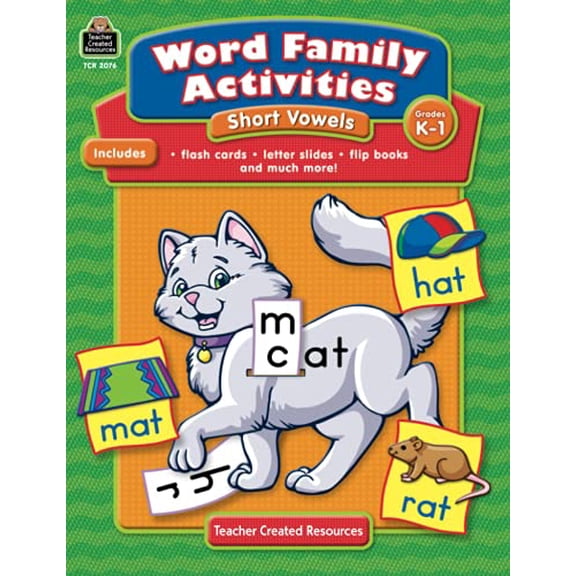 Pre-Owned Word Family Activities: Short Vowels Grd K-1: K-1 Paperback Mayra Teacher Created Resources Staff