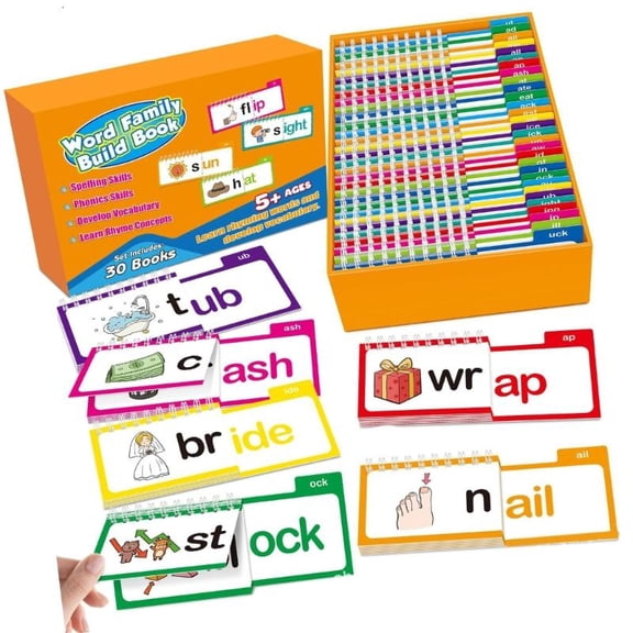 Word Family Flip Books Read and Rhyme Flip Books Phonics Flash Cards Gift