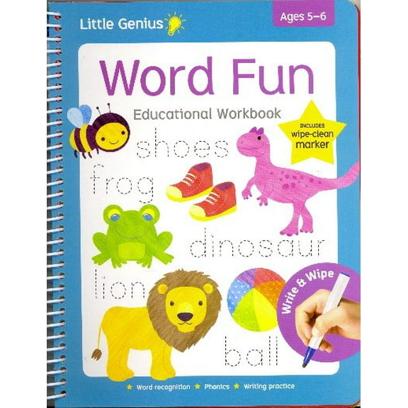 Word Fun Educational Wipe-Clean Workbook with Marker (Little Genius, Ages 5-6)
