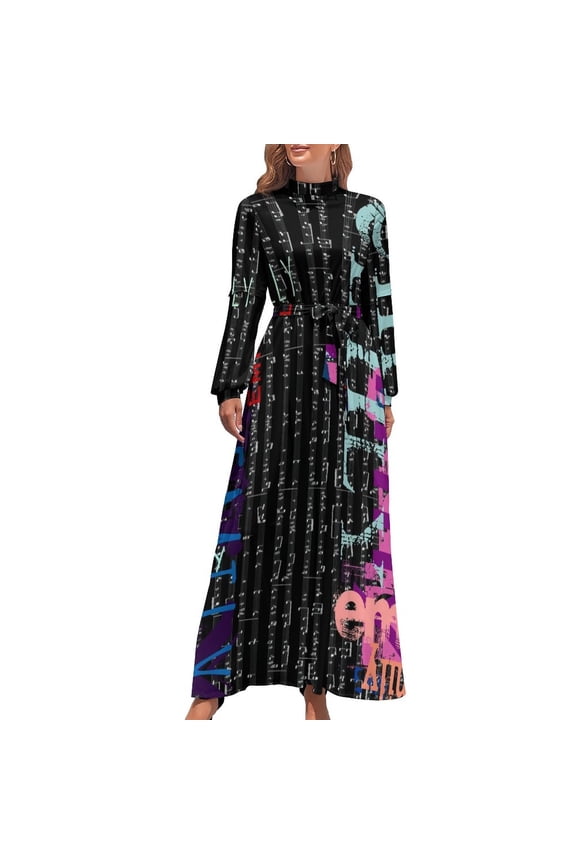 Word Graffiti Art Dress Dream Team Print Sexy Maxi Dress Stylish Bohemia Long Dresses High Waist Print Clothes