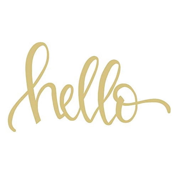 Word Hello Cutout Unfinished Wood Hi Hey Everyday Door Hanger MDF Shaped Canvas Style 2 (24")