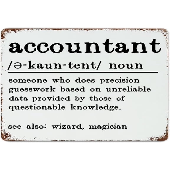 Word Meaning Accountant Definition Metal Sign Retro Decorative Aluminum Tin Sign 8x12 for Home Office School Classroom Wall Decoration