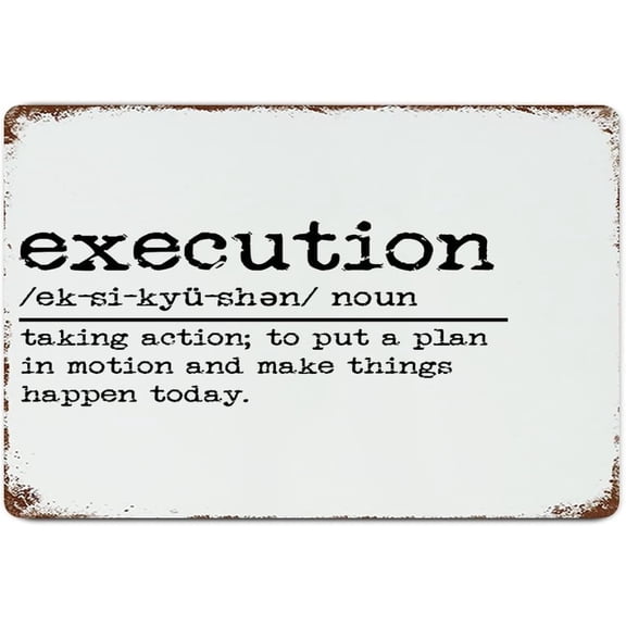 Word Meaning Execution Definition Retro Metal Wall Sign 8x12 Aluminum Tin Decor for Home Office School