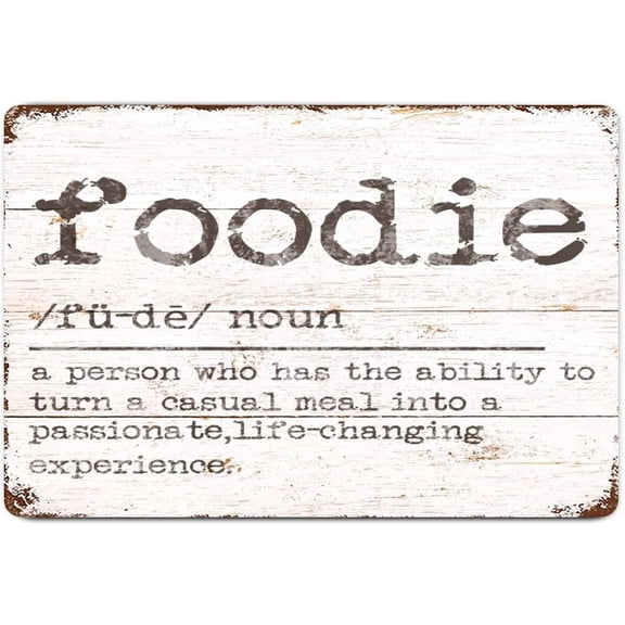 Word Meaning Metal Wall Sign Foodie Definition Retro Decorative Aluminum Tin 8x12 for Home Office School Nursery
