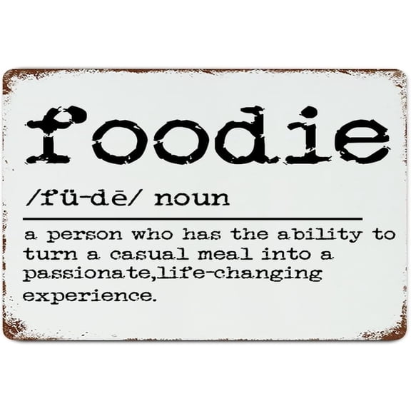 Word Meaning Retro Metal Wall Sign Foodie Definition Aluminum Tin Decor 8x12 Inch for Home Office School Classroom