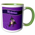 thumbnail image 1 of 3drose, Word Mysterious, Black Cat and Little Witch, Purple and Black, 11oz Two-tone Green Mug, 1 of 6