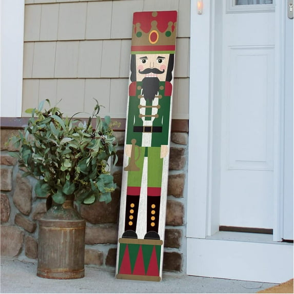 My Word! Nutcracker Red Hat Christmas Holiday Porch Board Welcome Sign & Porch Leaner for Front Porch Deck Patio or Wall - Indoor Outdoor Farmhouse Rustic Vertical Home Decor 8"x46.5"