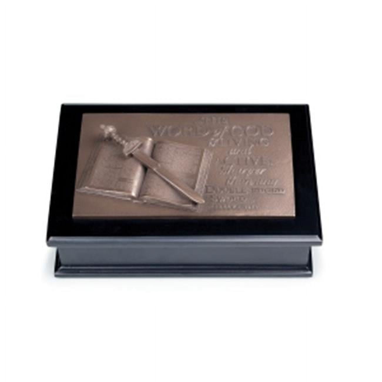 Bronze Finish Resin Bible and Sword Sculpture Box
