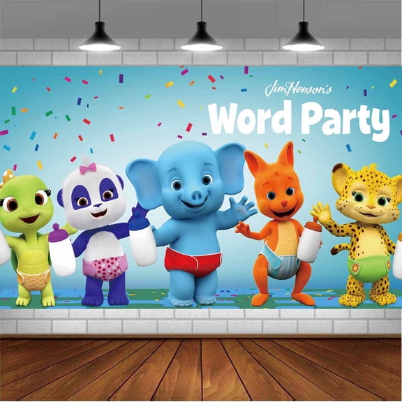 Word Party Backdrop Banner Party Supplies Poster Movie Theme Background for Photography Birthday Decorations