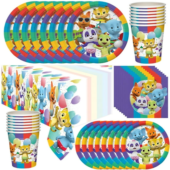 Word Party Birthday Supplies Tableware Deluxe Set for 16 Guests
