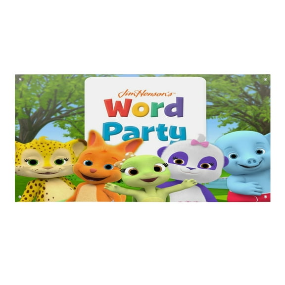 Word Party -Theme Backdrops Banner Birthday Party Decor Supplies Personalized Party Backdrop Decoration,5x3ft150x90cm