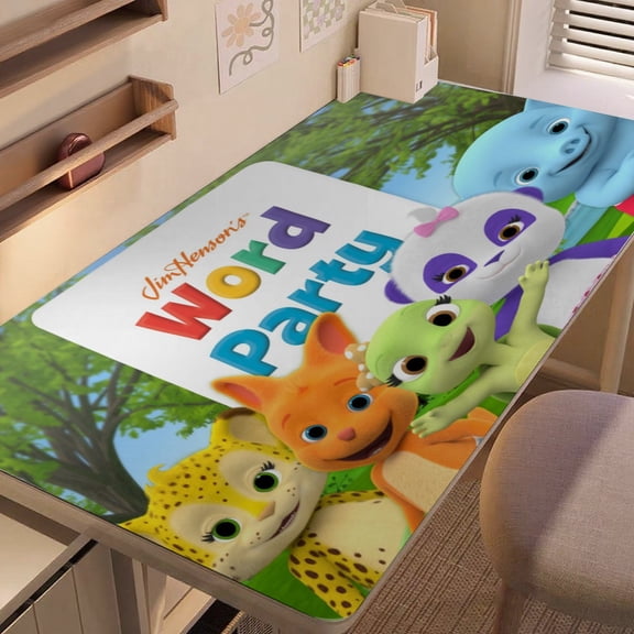 Word Party -themed extra-large Non-Slip Base leather Desk Table matversatile for computer desks, dining tables, and more.12"x24"(30X60cm