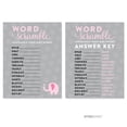 thumbnail image 1 of Word Scramble Bubblegum Pink Girl Elephant Baby Shower Games, 20-Pack, 1 of 2