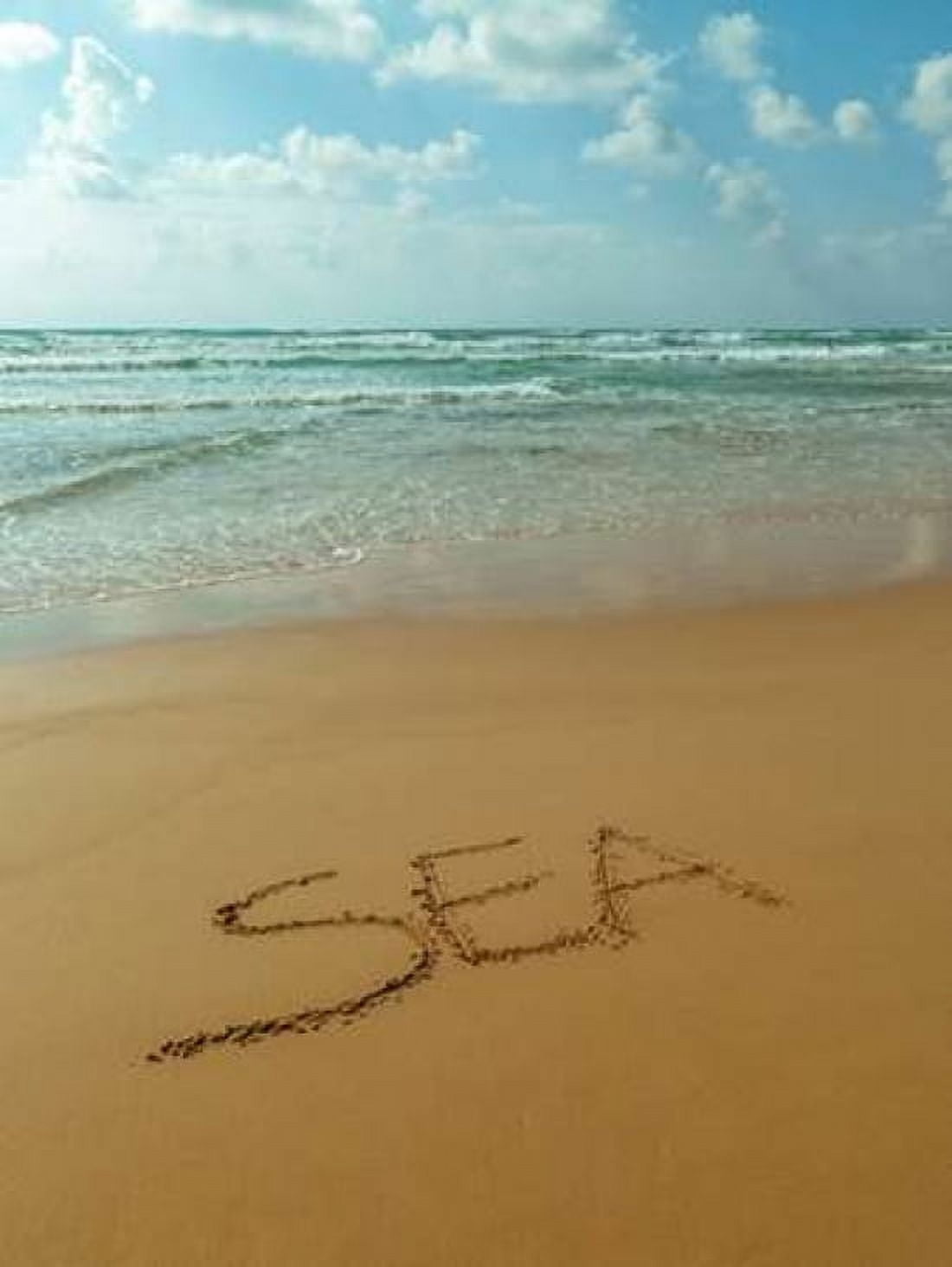 Word Sea written in sand on the beach Canvas Art - Assaf Frank (18 x 24)