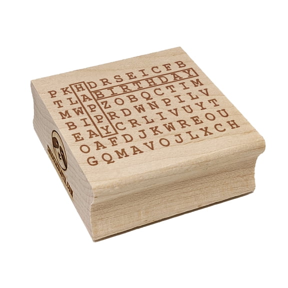 Word Search Birthday Square Rubber Stamp Stamping Scrapbooking Crafting - Medium 1.75in