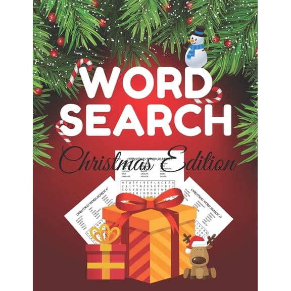 Word Search Christmas Edition: Puzzle For Adults and Kids Gift Present Activity Book Winter Blank Countdown Hidden Snowm, (Paperback)