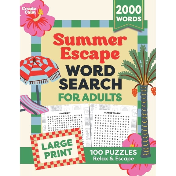 Word Search Collection Relaxing Summer Word Search for Adults: Large Print Puzzles for Holidays, Beach Vacations, Staycations & Stress Relief, Book 3, (Paperback)