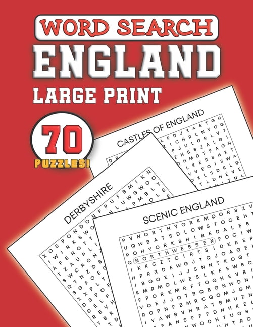 Word Search England: Everything English in this Large Print (16pt) Wordsearch Puzzle Book for Adults or Teens, (Paperback)