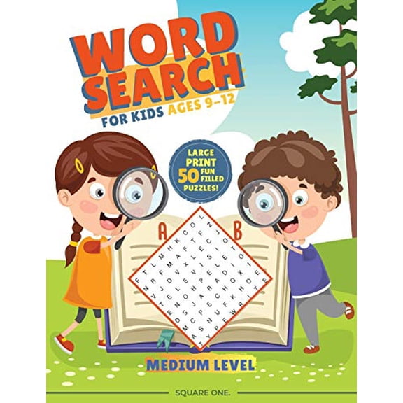 Pre-Owned Word Search For Kids ages 9-12 Medium Level: 50 Large Print Fun Word Find Puzzles for Kids Paperback