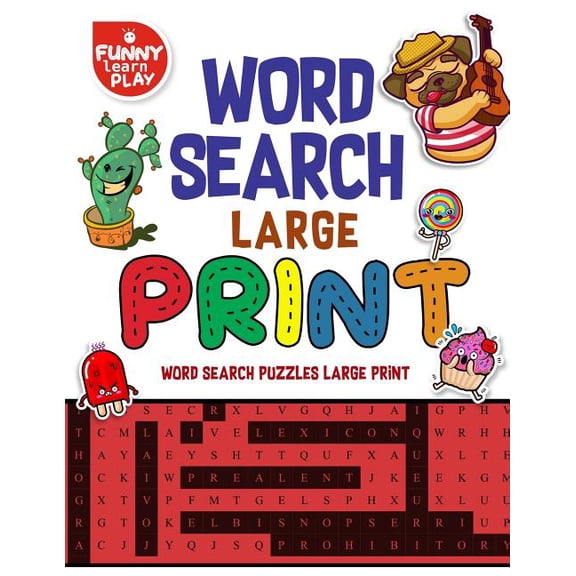 Word Search Large Print Game, Fun Game for Kids and Adults: Word Search Puzzles Large Print, (Paperback) by Funny Learn Play
