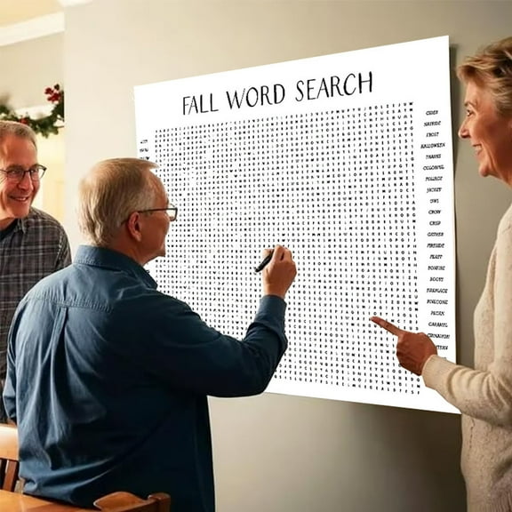 Word Search Poster  20"x 31" Holiday Word Search Wall Poster for Families, Large Wall Wordfind Game for Classroom Game & Family Holiday Party Activity