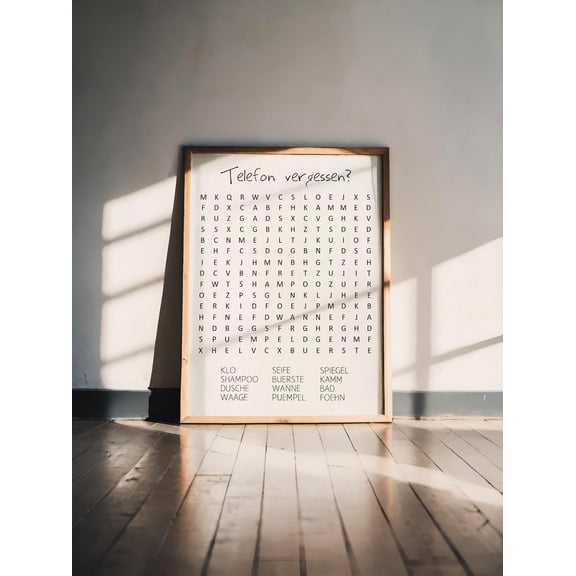 Word Search Poster Bathroom, High-quality Modern Art Print, Fun for Birthdays, Housewarmings, Shared Apartments, Guest Toilets , Poster Print Only