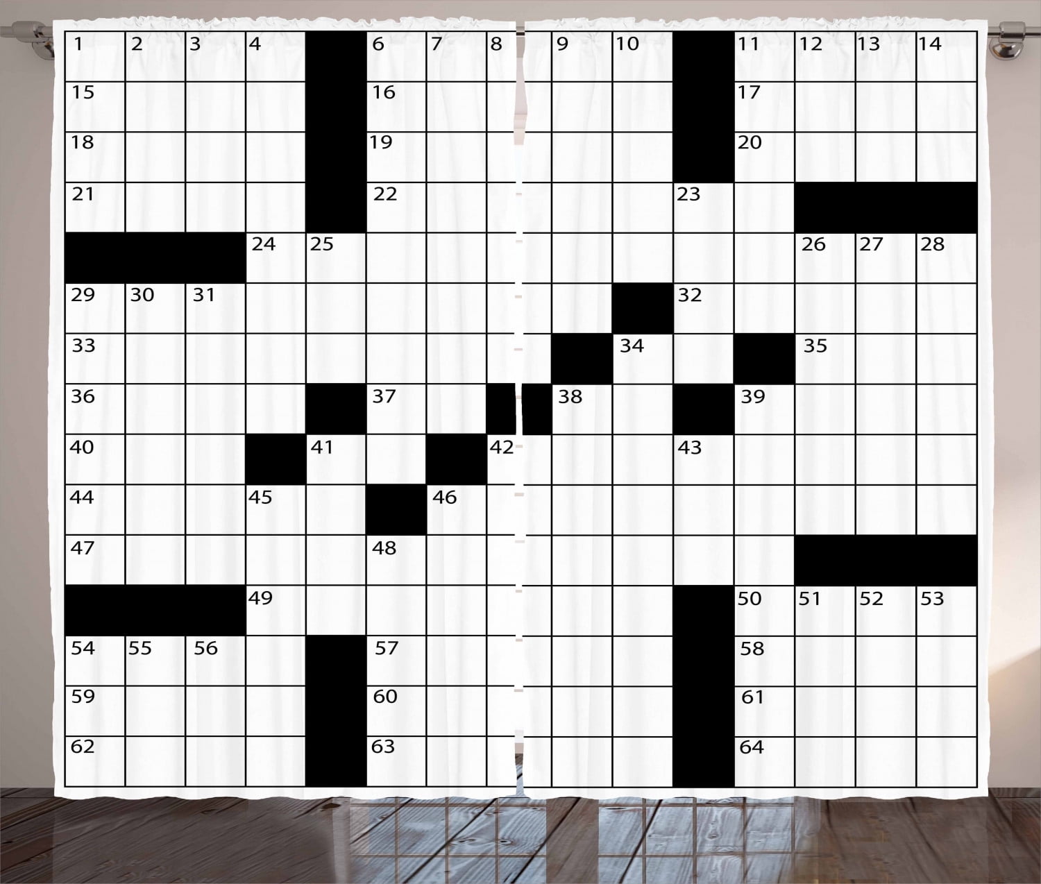 Word Search Puzzle Curtains 2 Panels Set, Blank Newspaper Style