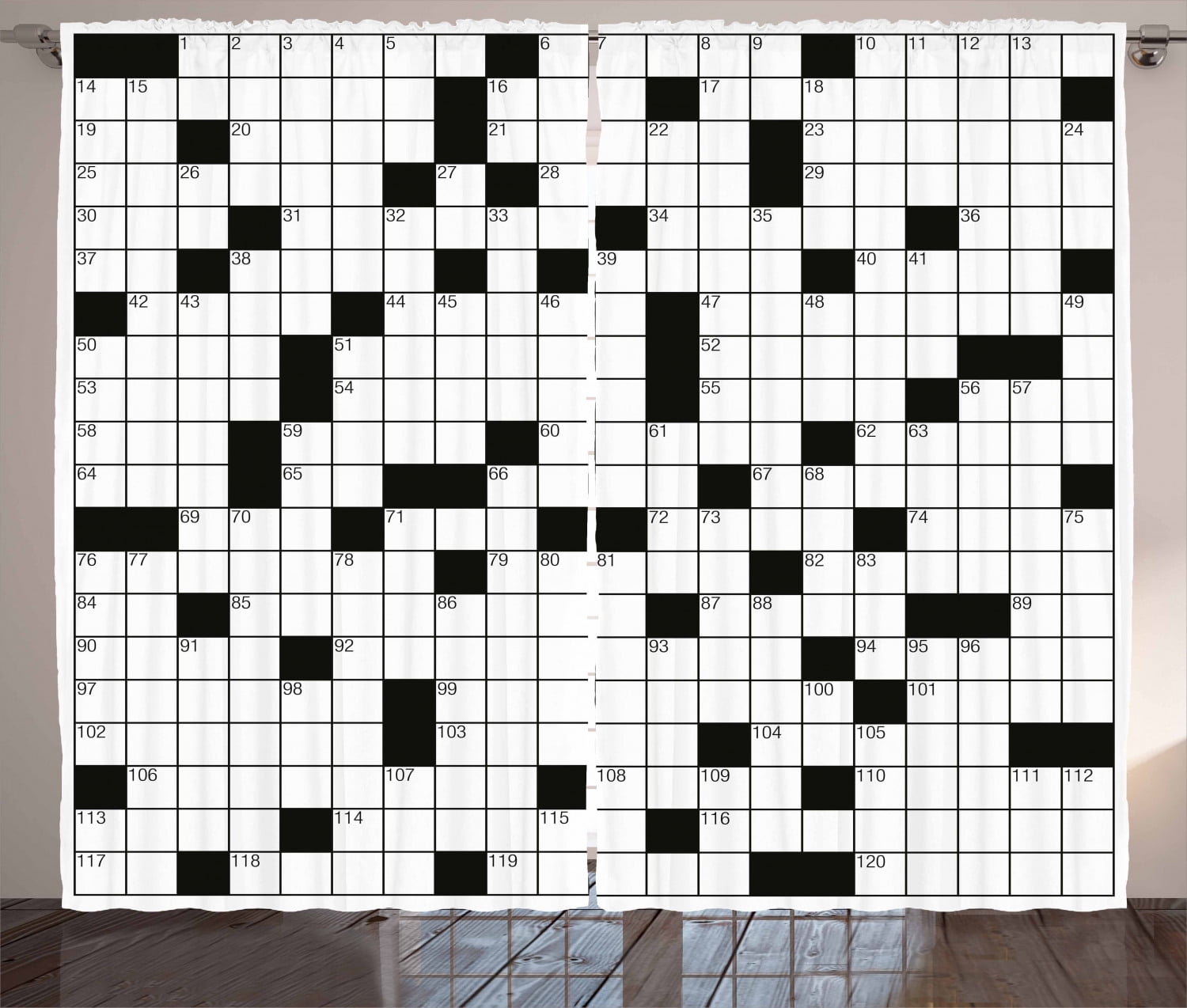 Ambesonne Word Search Game Curtains 2 Panel Set, Crossword Boxes, 108