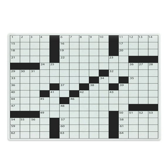 Word Search Puzzle Cutting Board, Blank Newspaper Style Crossword Theme Numbers in Word Grid, Decorative Tempered Glass Cutting and Serving Board, Large Size, Black and White, by Ambesonne