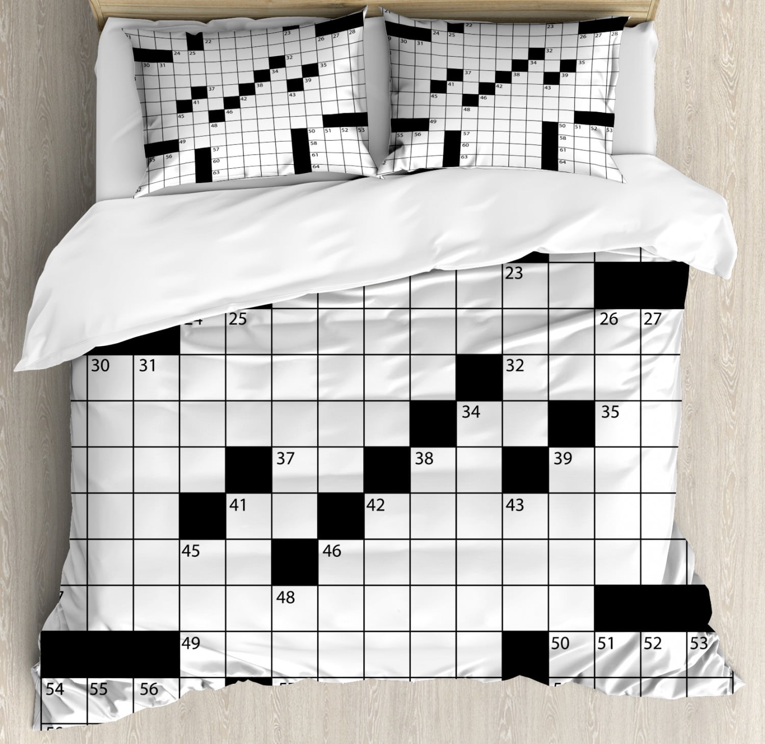 Word Search Puzzle Duvet Cover Set King Size, Blank Newspaper Style