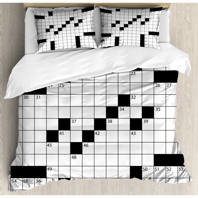 Word Search Puzzle Duvet Cover Set King Size, Blank Newspaper Style