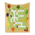thumbnail image 1 of Word Search Puzzle Soft Flannel Fleece Blanket, Vivid Graphic Summer Fruits with Educational Crossword Game Composition, Cozy Plush for Indoor and Outdoor Use, 70" x 90", Multicolor, by Ambesonne, 1 of 5