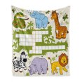 thumbnail image 1 of Word Search Puzzle Soft Flannel Fleece Throw Blanket, Colorful Crossword Game for Children Wild Jungle Safari Animals Grid, Cozy Plush for Indoor and Outdoor Use, 50" x 60", Multicolor, by Ambesonne, 1 of 5