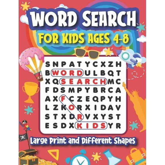Word Search for Kids Ages 4-8: Large Print and Different Shapes (Paperback)