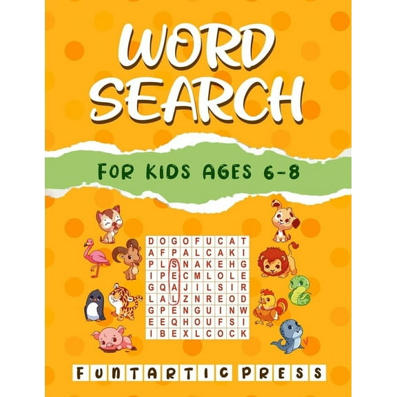 Word Search for Kids Ages 6-8: 80 Large Print Word Search Puzzles to Keep Your Child Entertained for Hours (Black Backgr, (Paperback)