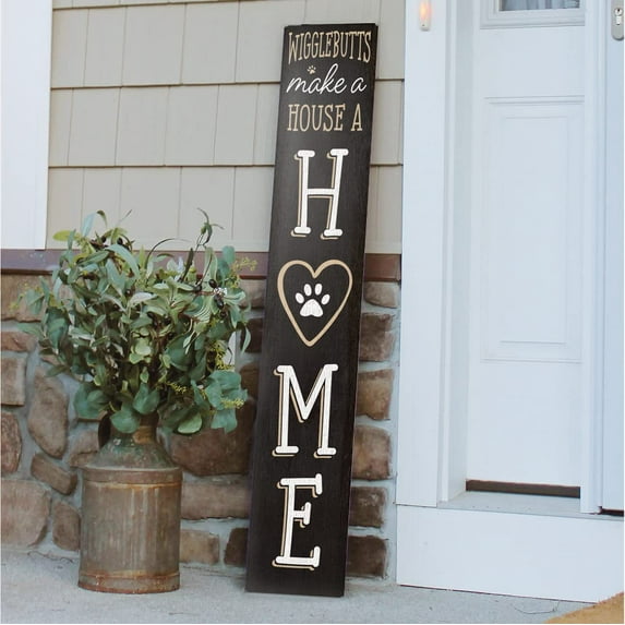 My Word! Wigglebutts Make a House Porch Board Welcome Sign & Porch Leaner for Front Porch Deck Patio or Wall - Indoor Outdoor Farmhouse Rustic Vertical Home Decor 8"x46.5"