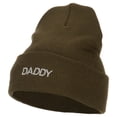 thumbnail image 1 of Word of Daddy Embroidered Long Beanie - Olive OSFM, 1 of 5