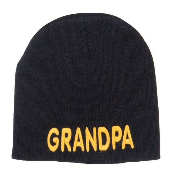 Word of Grandpa Embroidered Short Beanie - Black OSFM