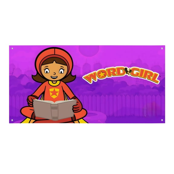 WordGirl-Theme Backdrops Banner Birthday Party Decor Supplies Personalized Party Backdrop Decoration,5x3ft150x90cm