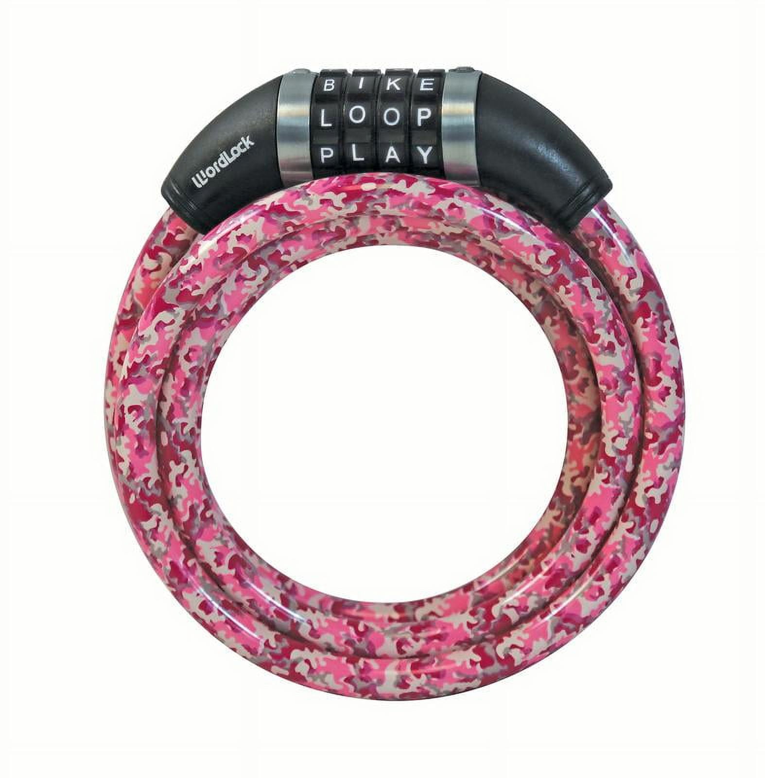 WordLock Combination Bike Lock, 5ft 10mm, Pink Camouflage