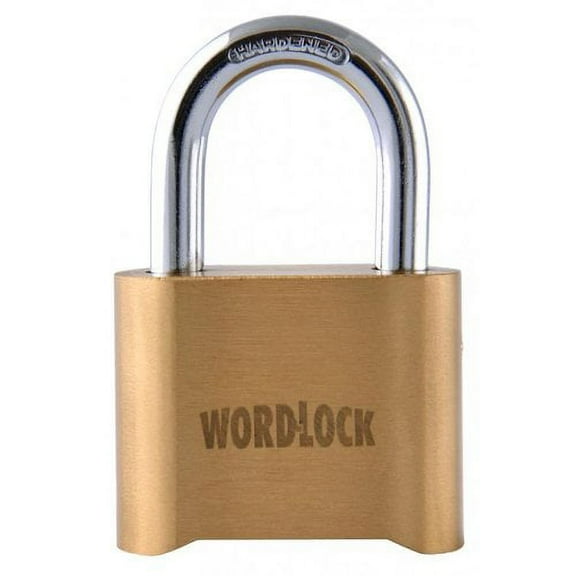 WordLock PL-048-SS 4-Dial Brass Lock, Short Shackle