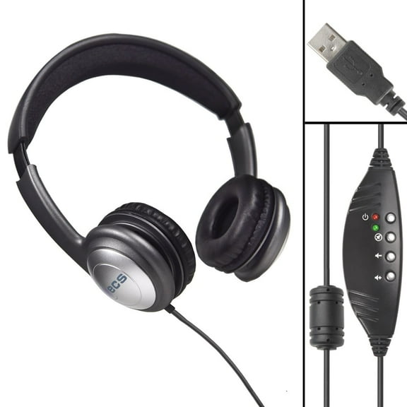 WordSlinger Deluxe Overhead USB Transcription Headset With Leatherette Cushions