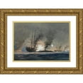 thumbnail image 1 of Worden Wood 18x14 Gold Ornate Wood Frame and Double Matted Museum Art Print Titled - Action Between U.S.S. Brooklyn and C.S.S. Ram Manassas at Forts Jackson and St.&nbsp;Philip, 1 of 4
